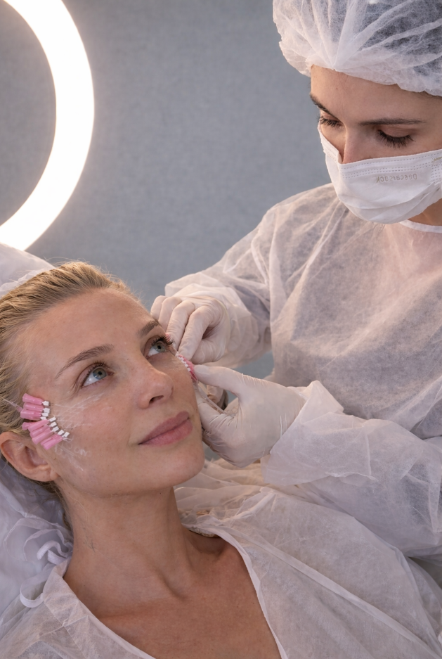 Procedimento facial na clínica